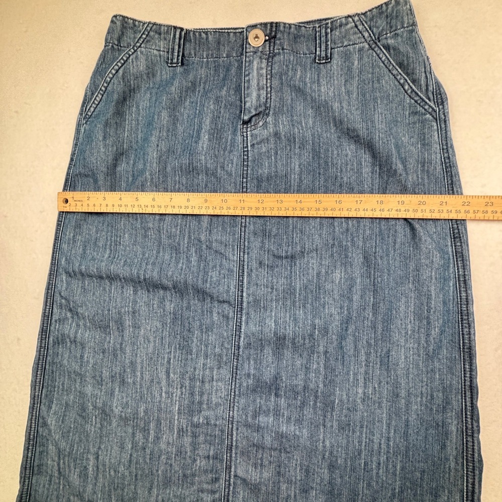 Christopher & Banks Denim Skirt Womens 12 Back Flap Pockets Classic Modest - Picture 11 of 11